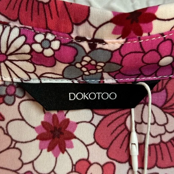 NWT Dokotoo 2X Floral Pink Long Sleeve Dress Tiered Dress - Picture 3 of 6